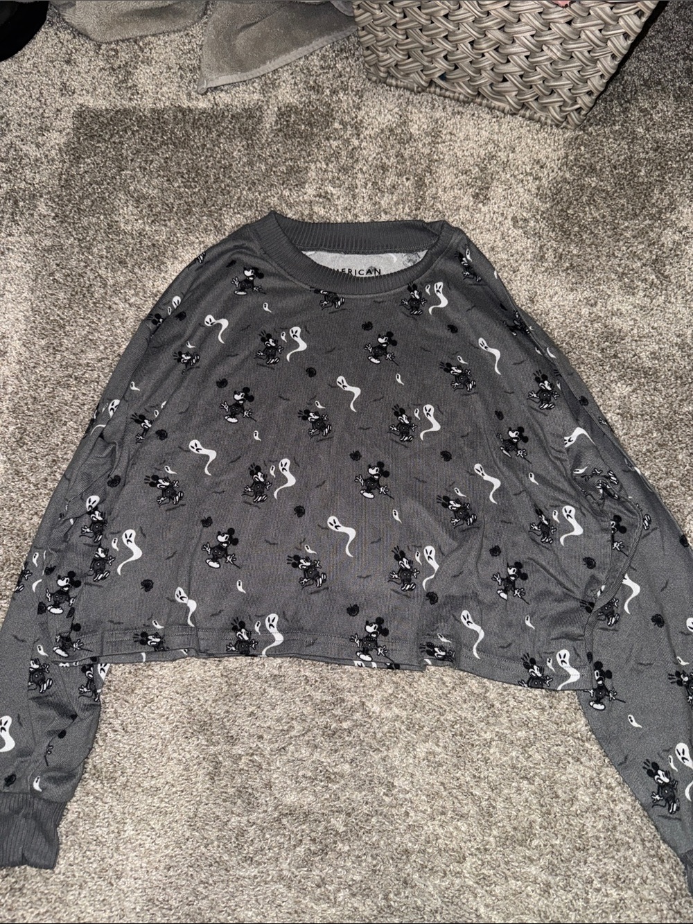 American Eagle Outfitters Gray Mickey & Ghost Pajama Set - Picture 4 of 5